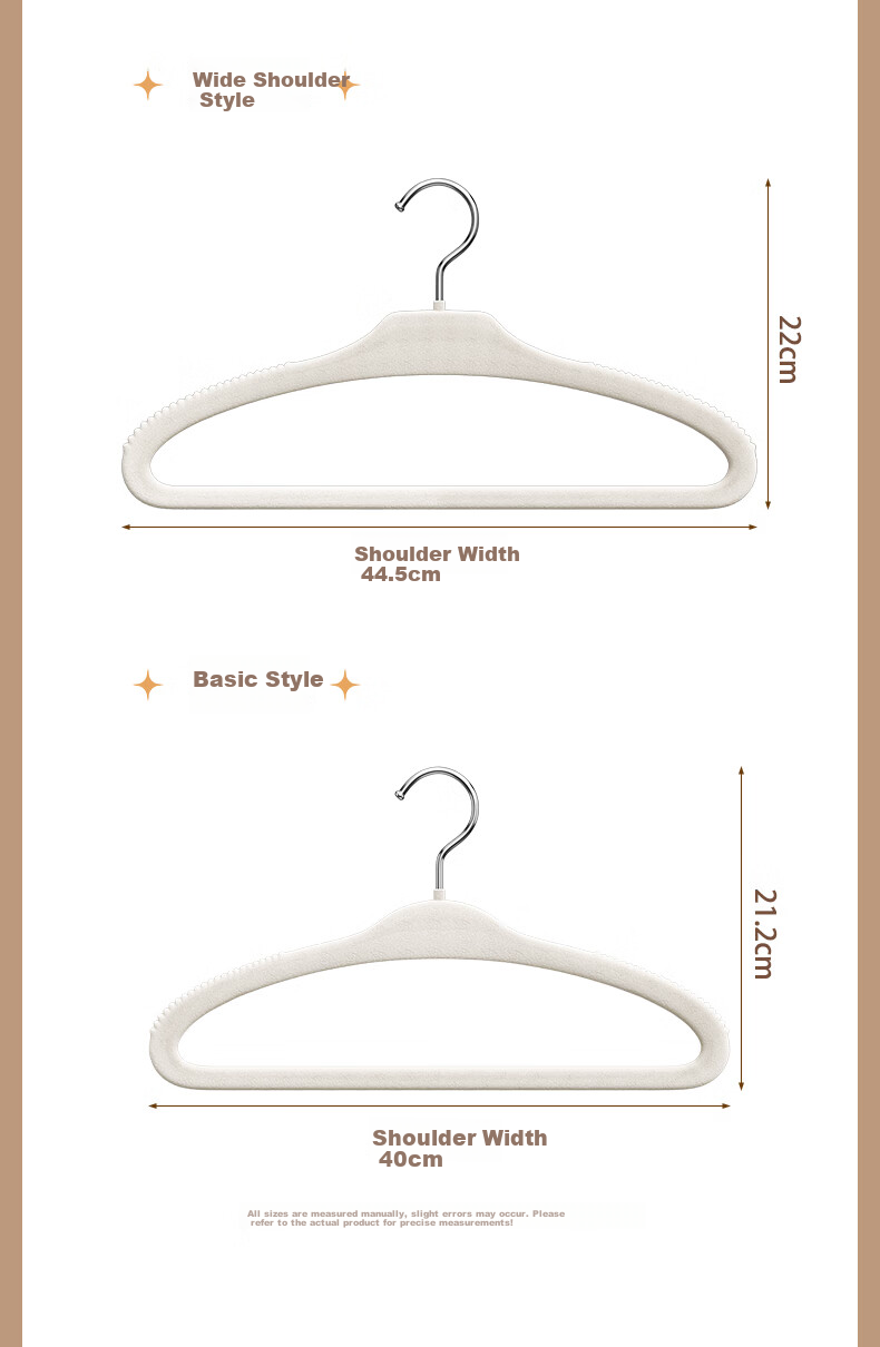 Baicaoyuan Flocked Non-Slip Hangers, Thickened Large Shoulder Protecting Clothes Hangers for Home Wardrobe, 10-Pack 10