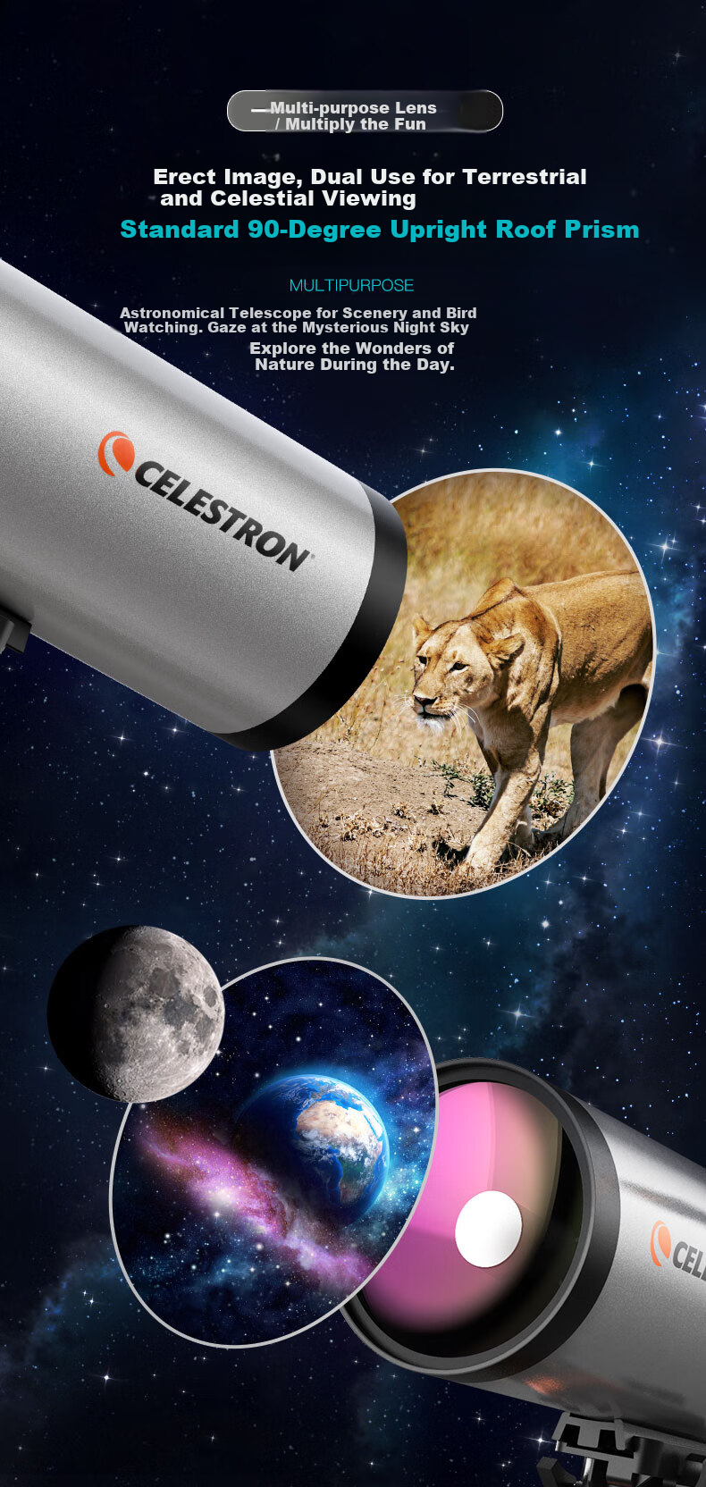 Xingtelang 80EQ Professional Astronomical Telescope, High-Definition High-Magnification Large-Aperture Telescope for Stargazing, Scientific Education, Birthday Gift for Students 5