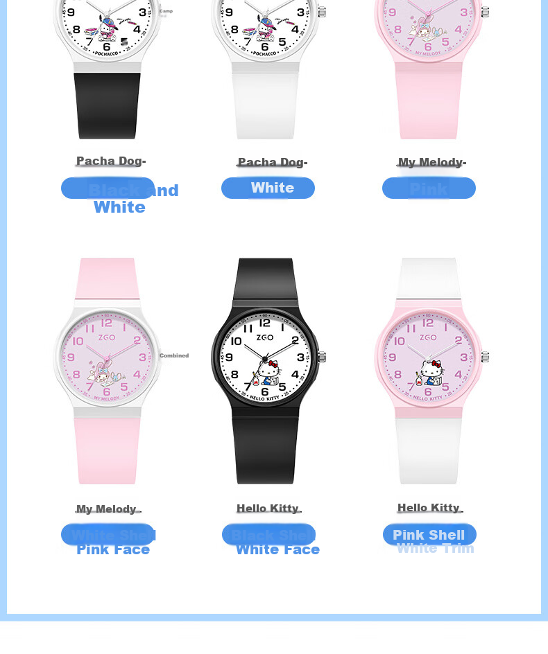 ZGO Kids Watch Time-Only Sanrio Waterproof Junior High School Girls Elementary School Students Watch Children's Day Gift 19