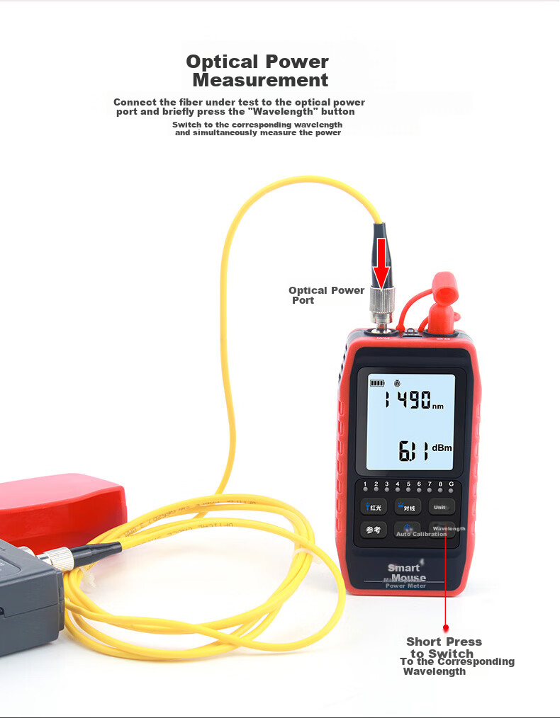Smart Mouse NF-908 Fiber Optic Power Meter with Red Light Integrated High-Precision Red Light Pen Network Cable Pairing and Wire Sequence Testing Function 7