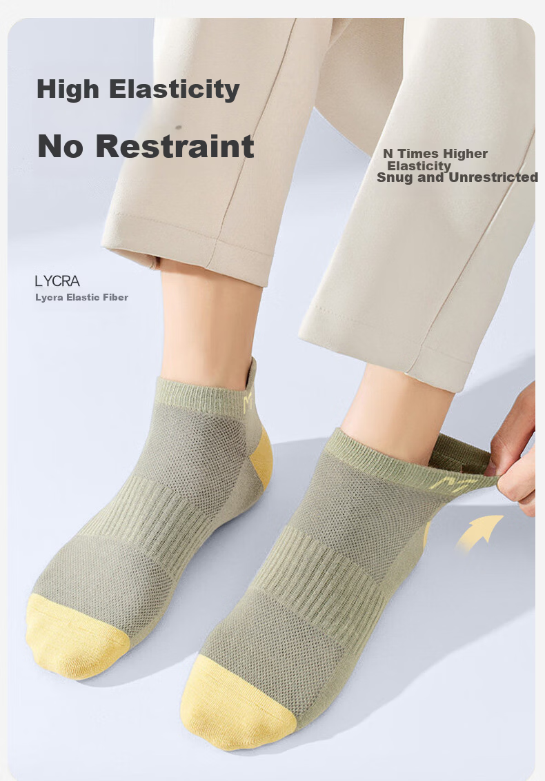 Mian Xiaonian Men's Cotton Short Socks Spring Summer 100% Pure Cotton 10A Antibacterial Odor-Resistant Breathable Mesh Low-Cut Socks 10 Pairs Pack 3