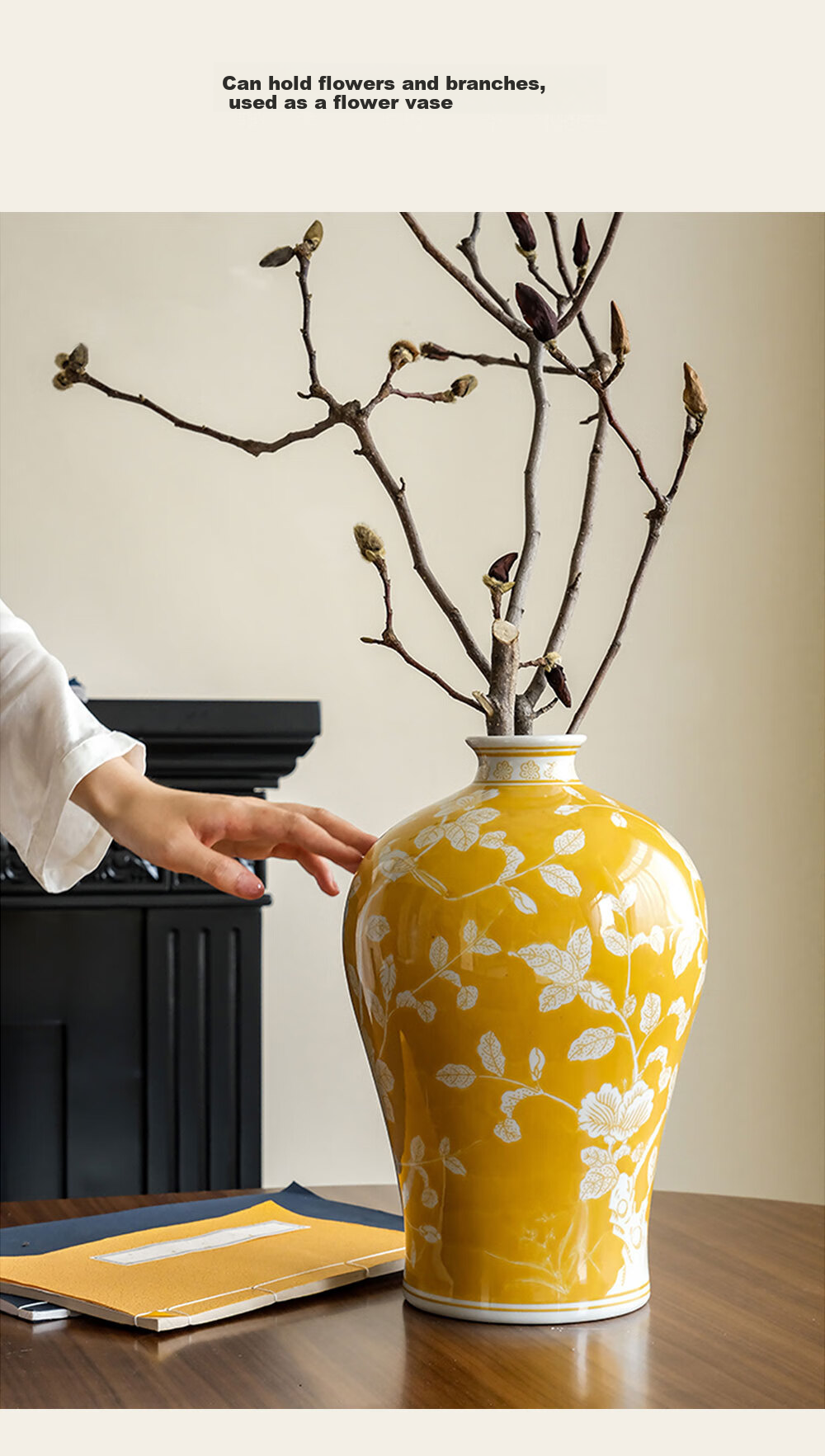 Rinoart Prosperous Yellow Orchid Fortune Ornament Entrance Living Room Flower Vase High-End Wealth Yellow 5