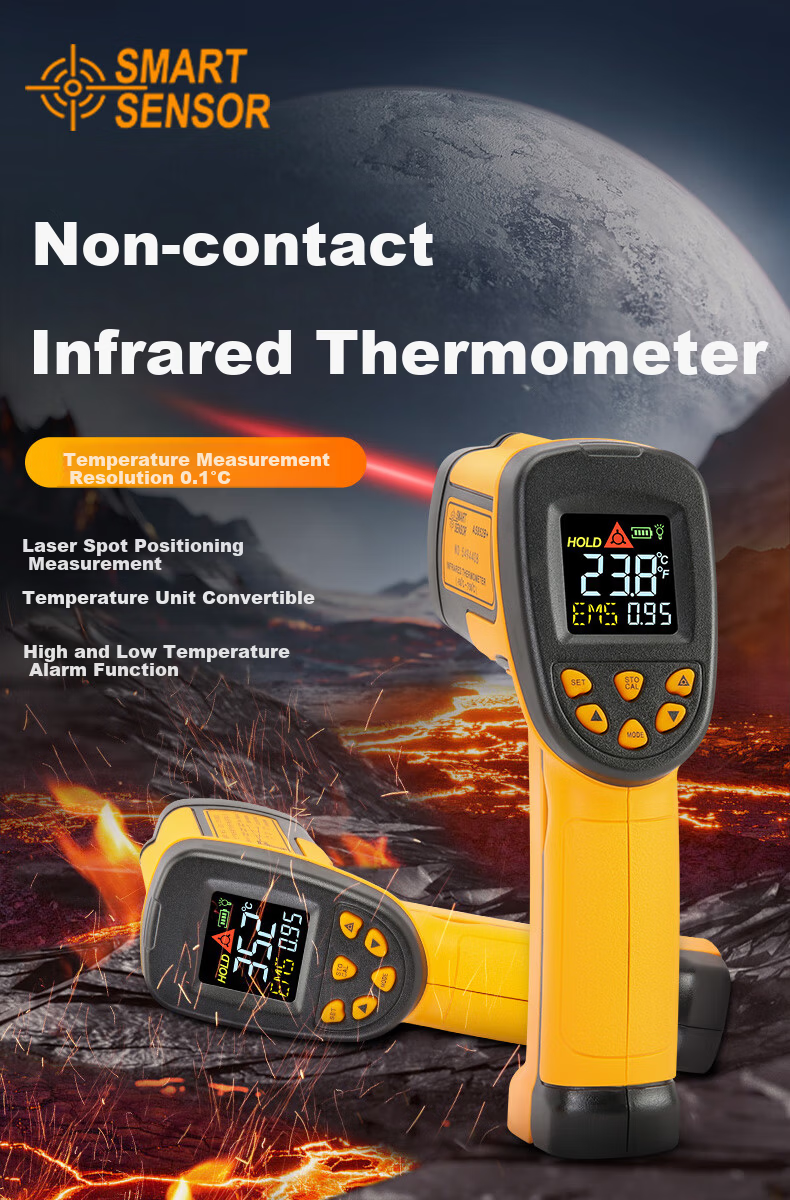 CEM Infrared Thermometer Industrial Temperature Gun High-Precision Thermometer Home Kitchen Baking Oil Temperature Gun AS-852B+ 2