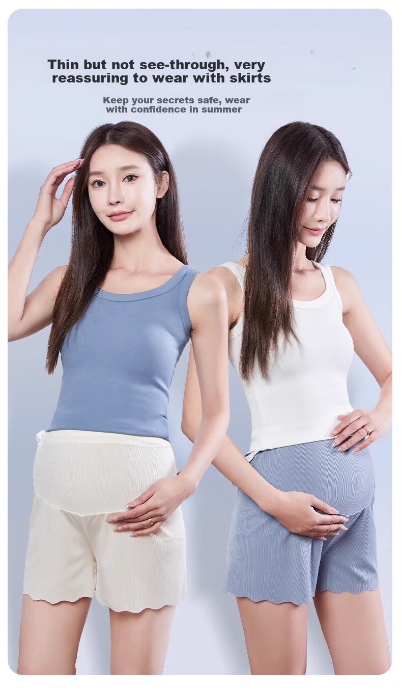 JOYNCLEON Maternity Safety Shorts Summer Thin Ice Silk Anti-Exposure Underwear Leggings Skin+Black XL Jyk176502 7