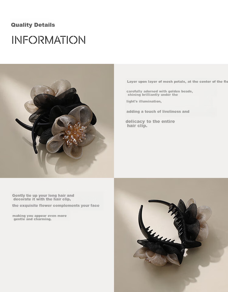 CHIMERA Floral Hair Claw High-End Hair Clip Lazy Bun Hairpin Women Hair Accessories Birthday Gift 3