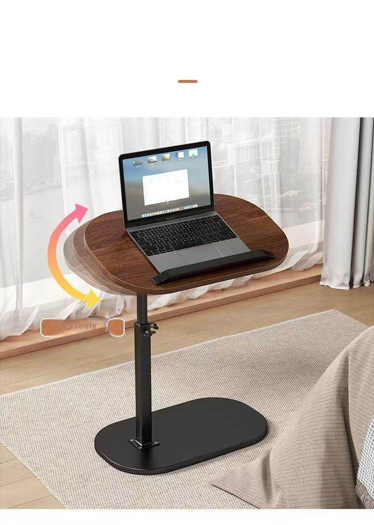 Warner New Computer Desk Adjustable Side Table Mobile Small Table Bedside Storage Rack Side Table BGZ787 Black Frame Walnut Flip Model 4