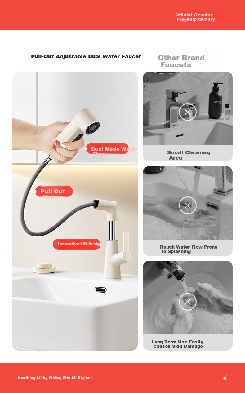 Baihan Aluminum Alloy Bathroom Faucet Pull-Out Hot and Cold Basin Tap 3