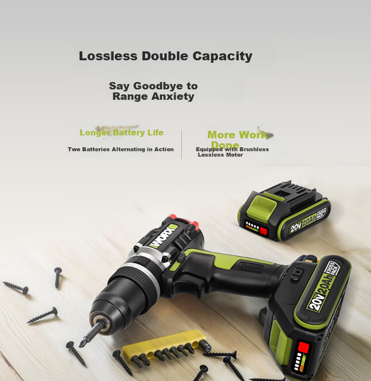 Worx 20V Brushless Impact Drill WU369.9 (Bare Tool) Cordless Lithium Battery Handheld Drill for Concrete Wall Drilling 15