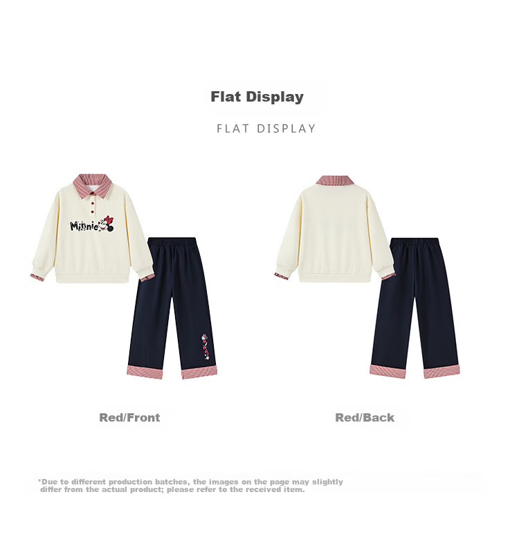 Disney Girls' Kids' Spring Autumn 2026 New Stylish Children's Baby Polo Collar Sweatshirt and Casual Pants Two-Piece Set 8