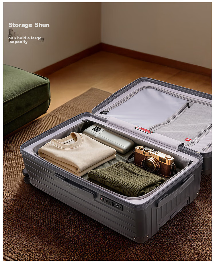 OIWAS 20-inch Carry-on Luggage High-Quality Durable New Trolley Travel Suitcase with Password Lock Oatmeal Color 4