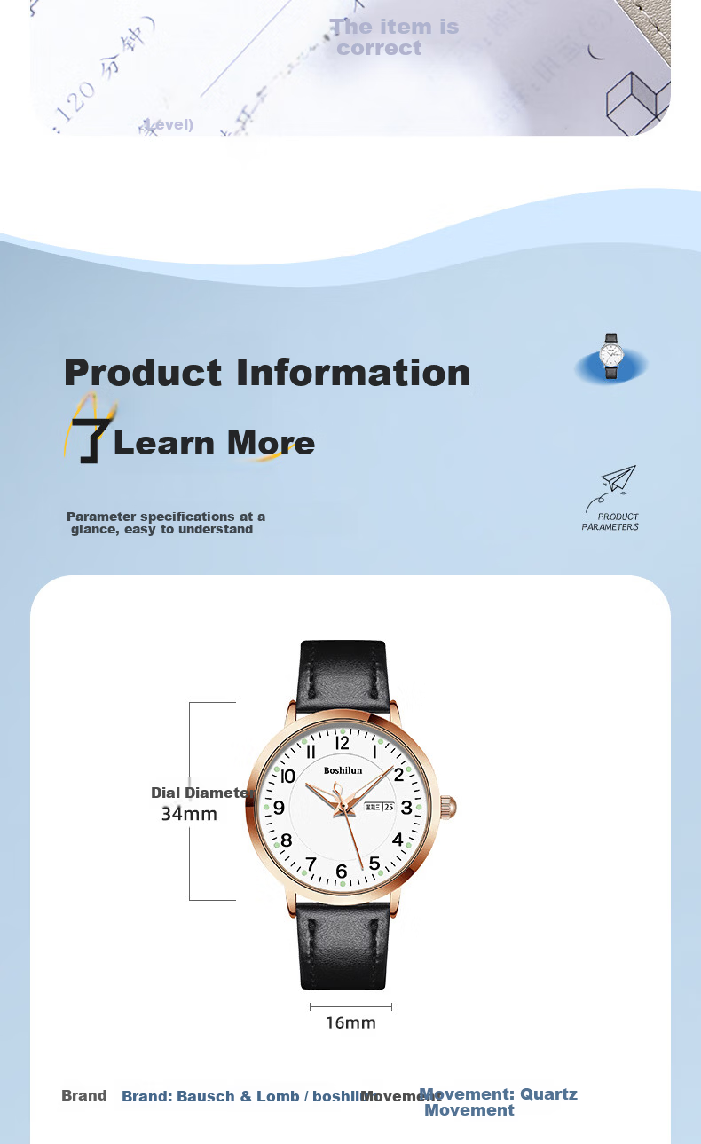 Bausch & Lomb Watch High School Entrance Exam Special Unisex Kids Time-Only Sports Silent Quartz Watch 9