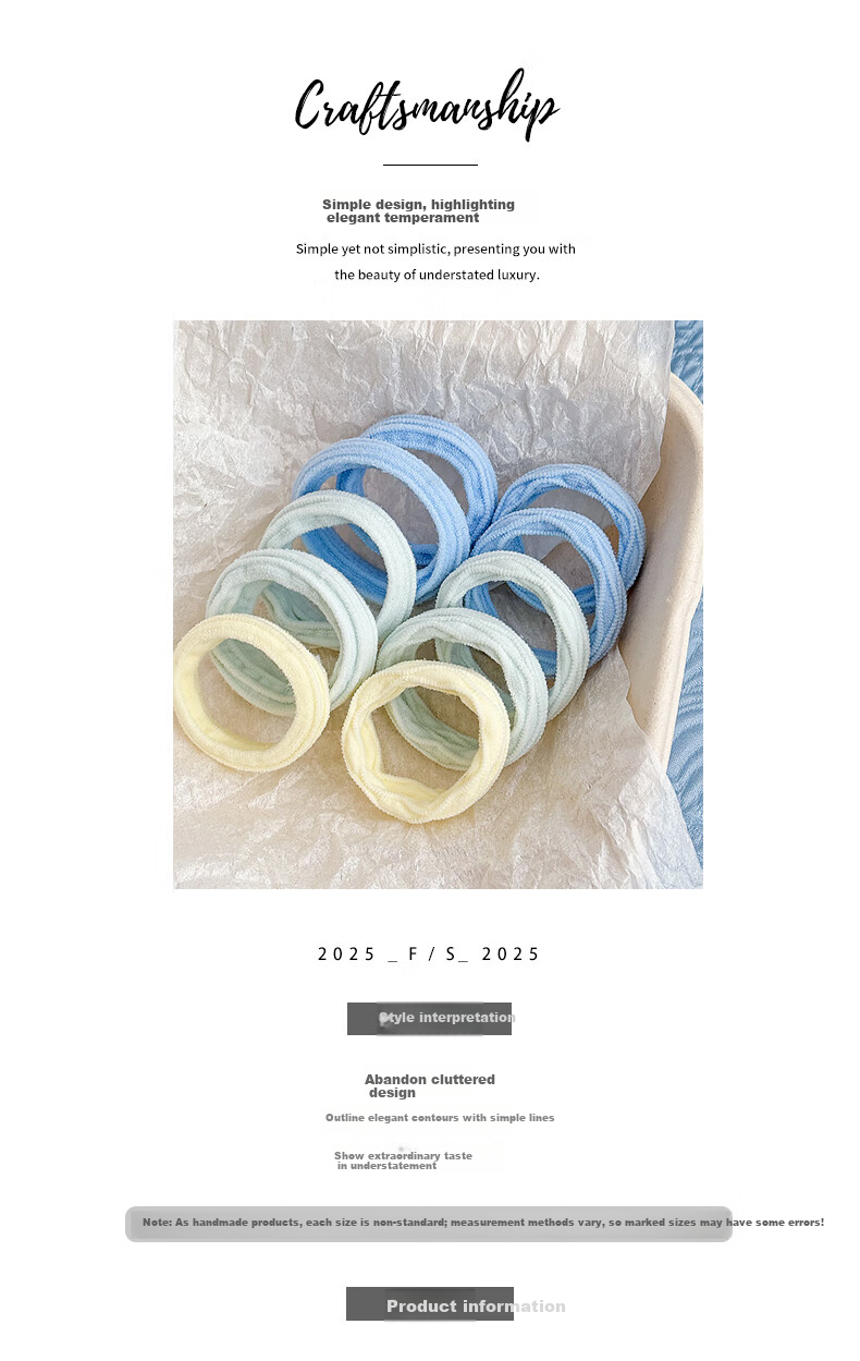 Jianyingshu Seamless Hair Ties Sea Salt Blue 10pcs Thickened Nylon High Elasticity Ponytail Hair Bands 1