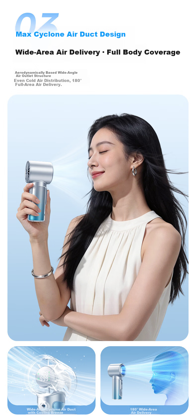 DaFeng Time Innovative Display Endurance Technology High-Speed Handheld Timer Fan Silent Portable Personal Cooling Rechargeable Long-Lasting Mini Powerful Small Electric Fan 8