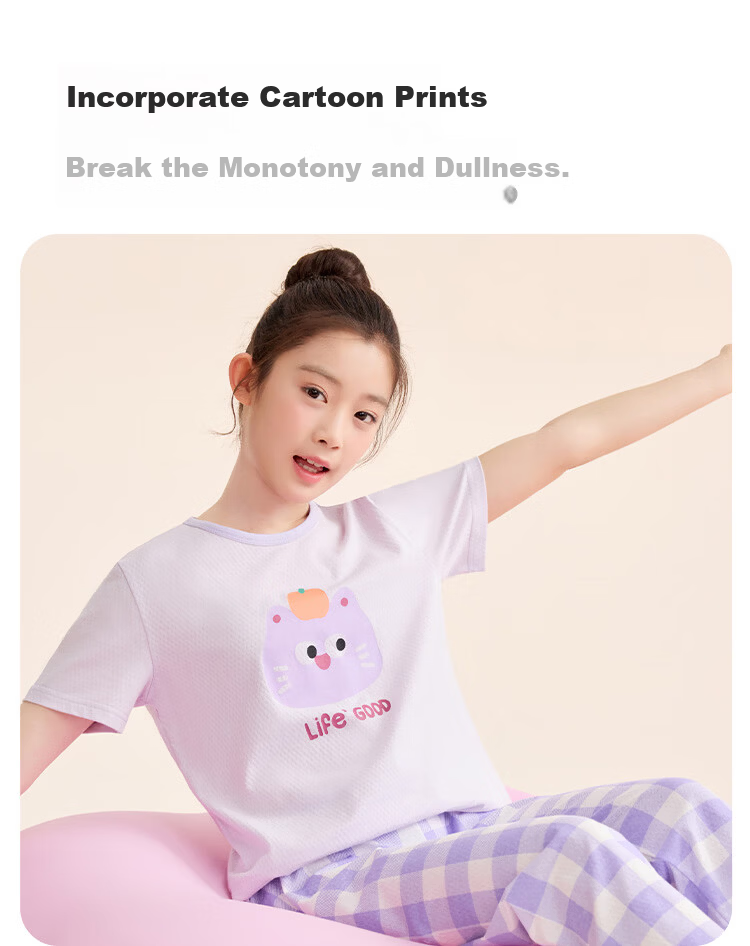 Hodo Kids Cotton Short Sleeve Pajama Set Summer Thin Air Conditioning Homewear 7A Antibacterial J3365 Green 130 4