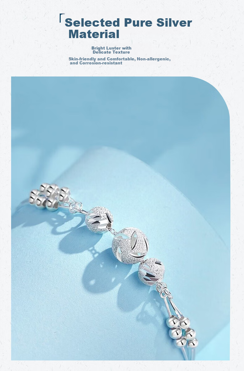 Sino Gem Three Lives Three Worlds Pure Silver Bracelet Women's 2026 New Sterling Silver Jewelry College Entrance Exam Blessing Graduation Gift for Girlfriend 4