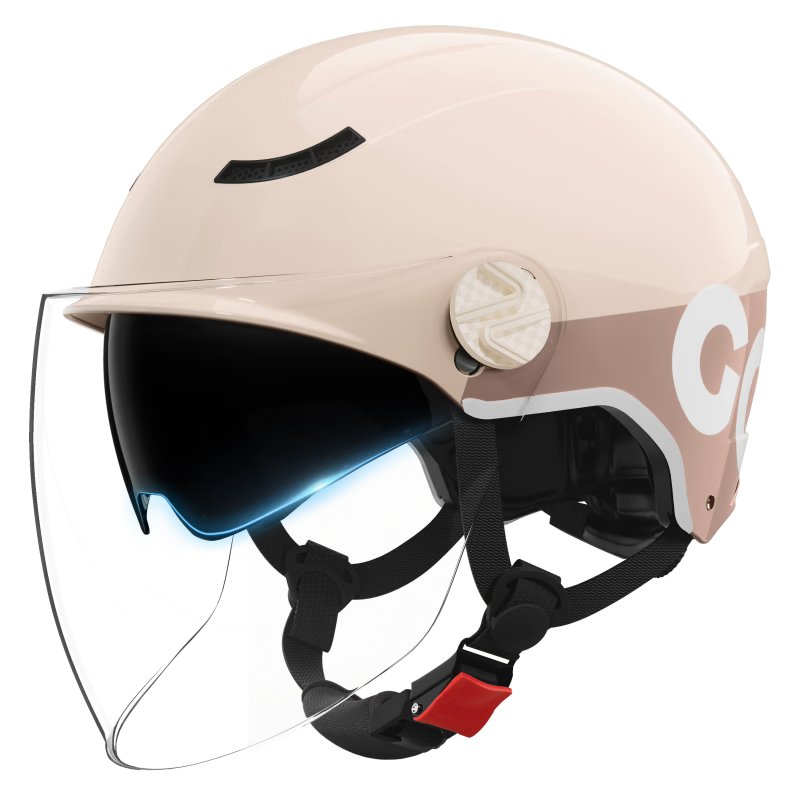 Feige Suprek Electric Bicycle Helmet 3C Certified Electric Scooter Half Helmet for Men and Women Summer Ultra-Light Sunscreen Breathable Safety Helmet 528 Khaki Double Lens [HD Long Lens]