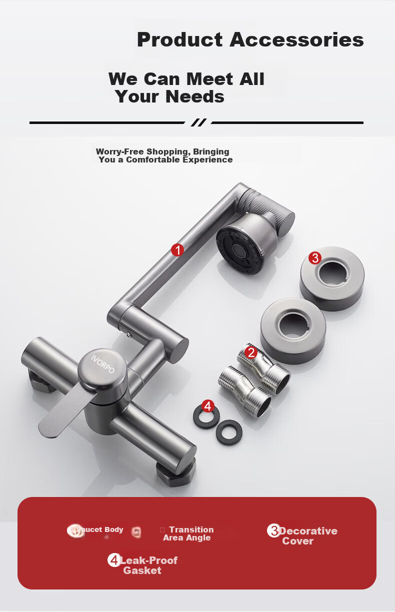 IVORPO [Germany] Built-in Kitchen Faucet Dual Temperature High-Pressure Splash-Proof Sink Faucet 13