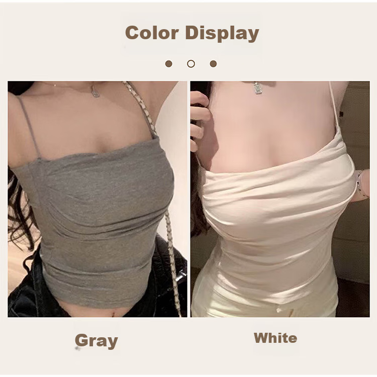 9i9 Lace Strap Padded Vest Pure Desire Back Slim Fit Outerwear Short Tube Top White S44 17