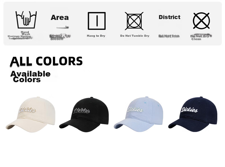 Dickies New Retro Baseball Cap Unisex Soft Top Pure Cotton Duckbill Hat Navy Blue 5