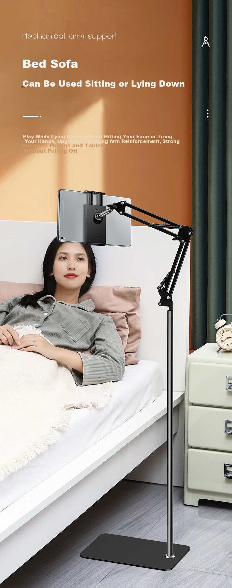 BIAZE [Metal Double-Rod Support Thickened Version], IPad Stand, Tablet Stand, Desktop Support Stand, for Gaming, Watching Shows, Online Classes, Office Use, Extendable, Foldable, Portable, Aluminum Alloy B45 White 5