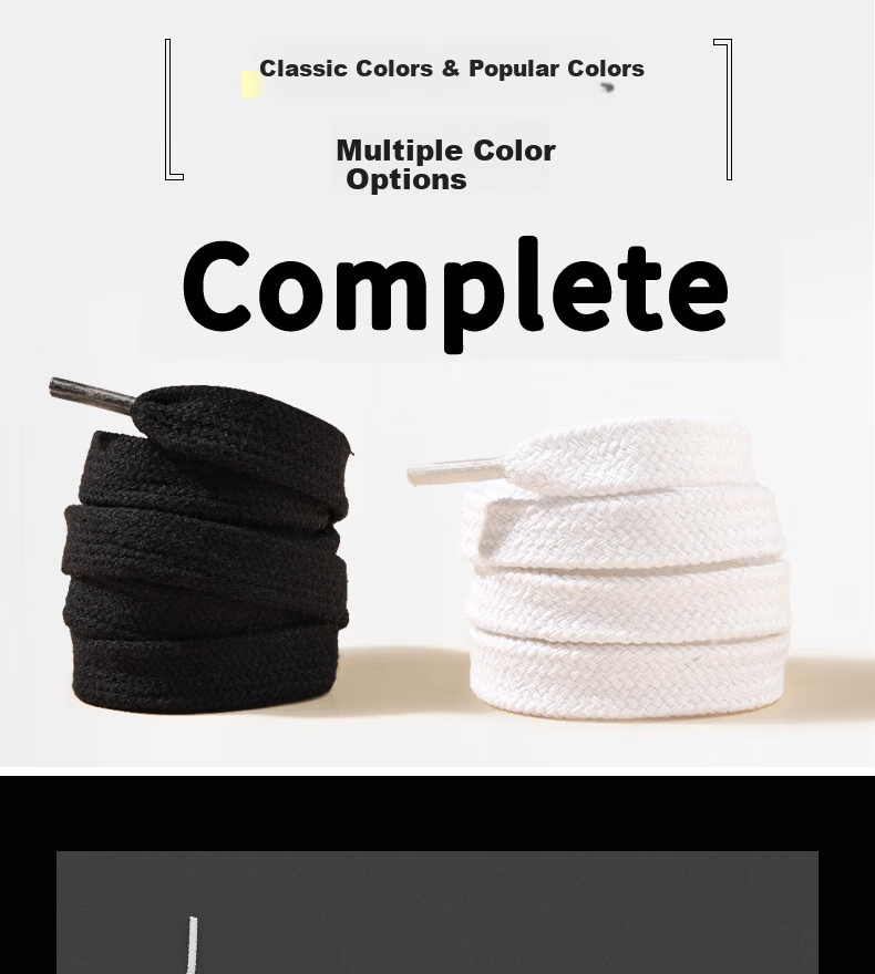 Huabaochi Flat Shoelaces White Black Unisex Small White Shoes Shoelaces for Sports Basketball Casual Shoes with Shell Tips 3