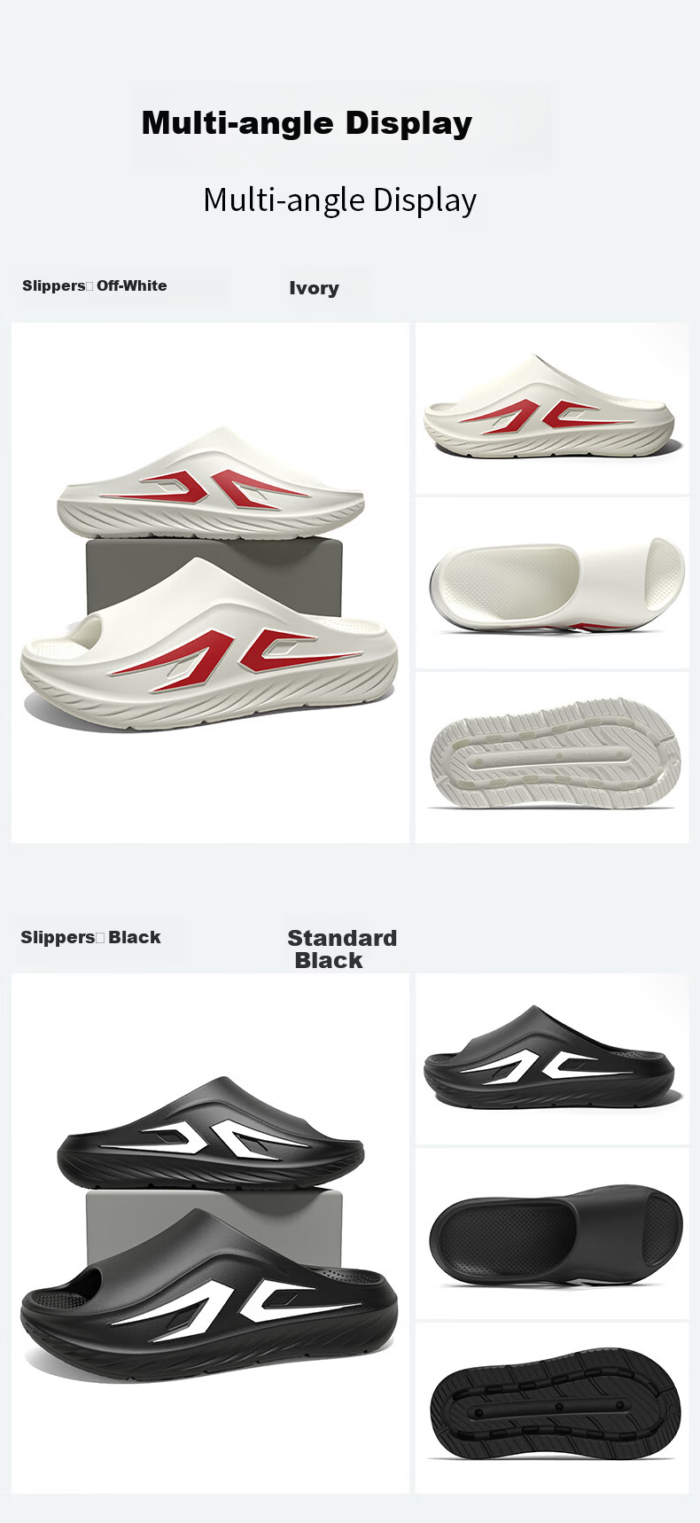 MEXICAN Thick Sole Slippers Men's Summer Outdoor Sports Shock Absorption Soft Elastic Arch Support Non-Slip Sandals Black Size 44-45 8