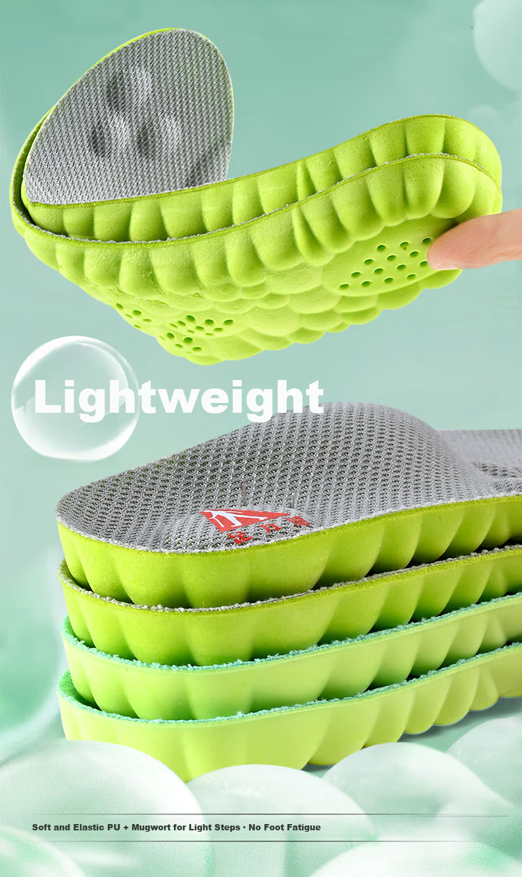Zulijian Sports Military Training Insoles for Men, Mugwort Sweat-Absorbing, Odor-Resistant, Antibacterial, Long-Standing Arch Support, Green Gray, 2 Pairs, Size 41-42 10