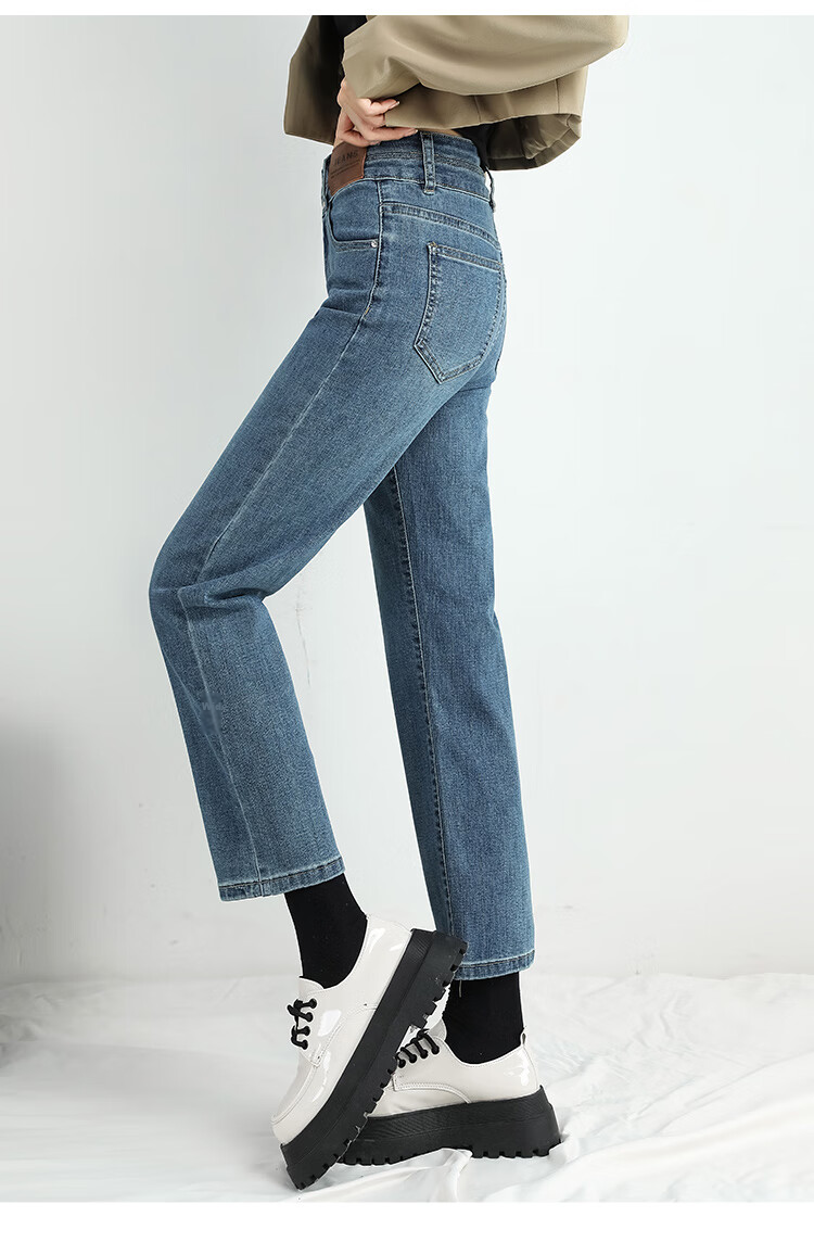 Jeanswest Women's High-Waist Printed Polka Dot Floral Slim Straight-Leg Wide-Leg Jeans White S Spring Summer 8