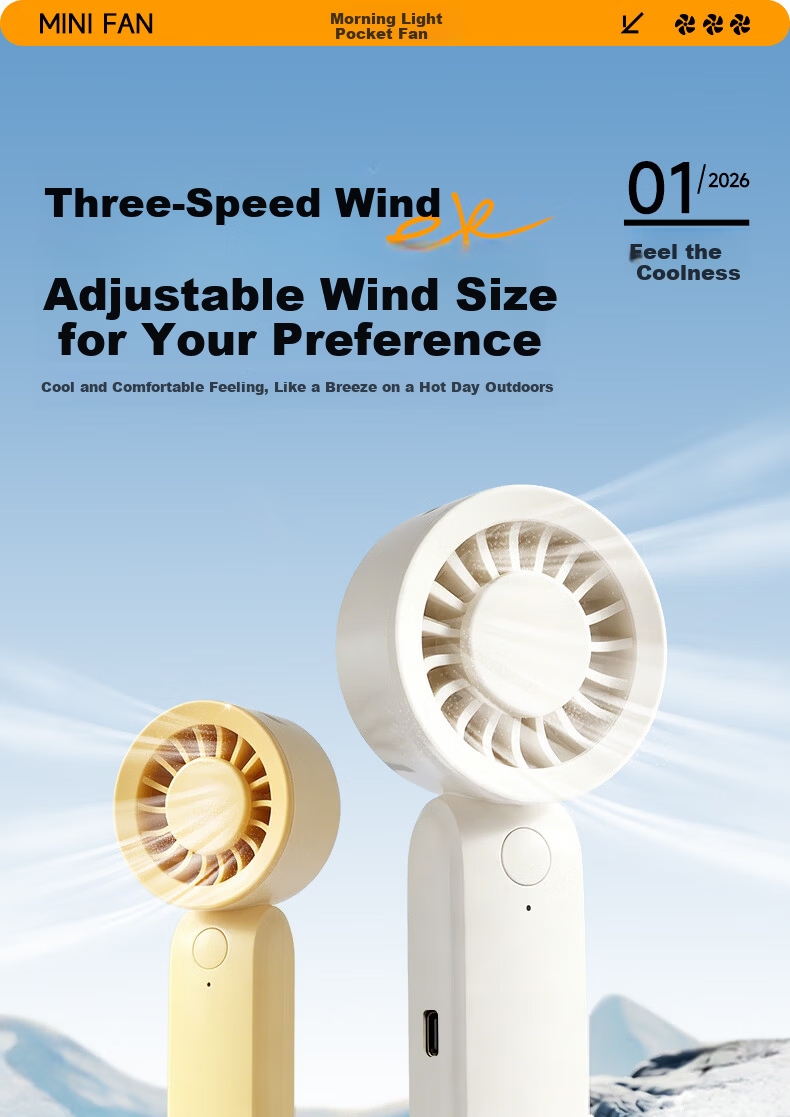 M&G Super Popular Handheld Mini Portable Pocket Desktop Fan Type-C Blueberry Ice Three-Speed Rechargeable Quiet 3