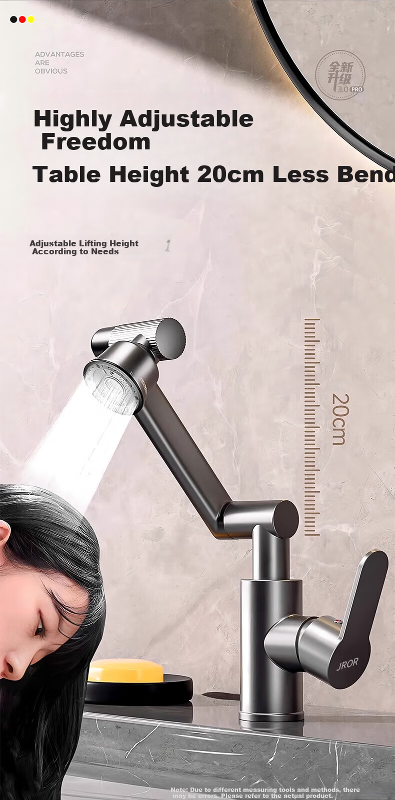 JROR German Basin Faucet Bathroom Sink Mixer Tap Hot and Cold Water Faucet 7
