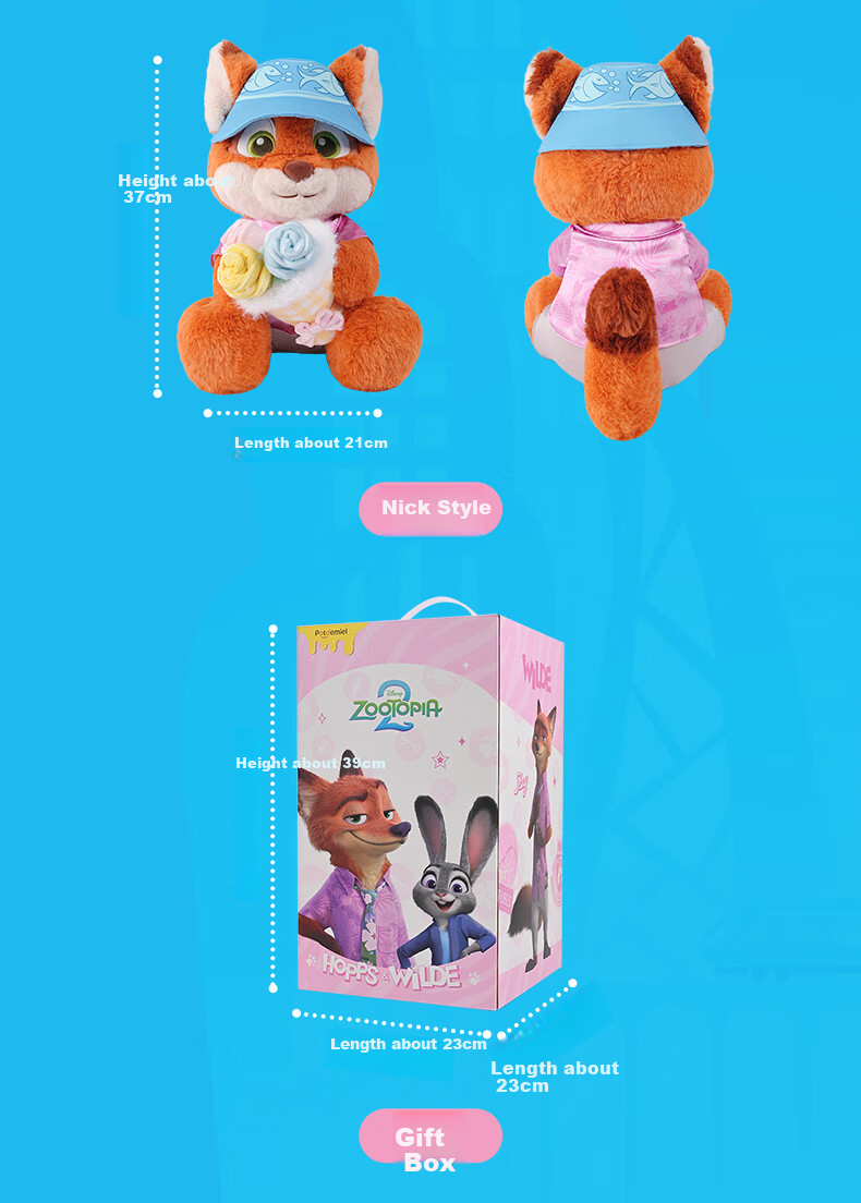 Disney Zootopia 2 Nick Plush Doll with Flower Bouquet Stuffed Toy Children's Day Gift for Girls 8