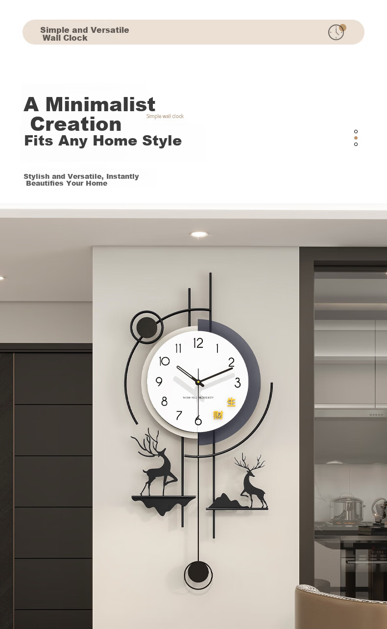 Jiujuda 2026 New Living Room Wall Clock High-End Creative Light Luxury Style Home Decorative Large Wall Clock 8