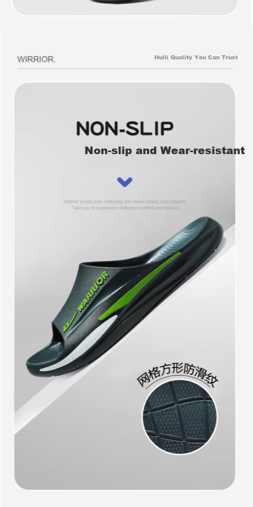 Warrior Men's Indoor Outdoor Slippers Shower Non-Slip Odorless Quiet Quick-Dry Sandals HL3C22 Black Size 42-43 8