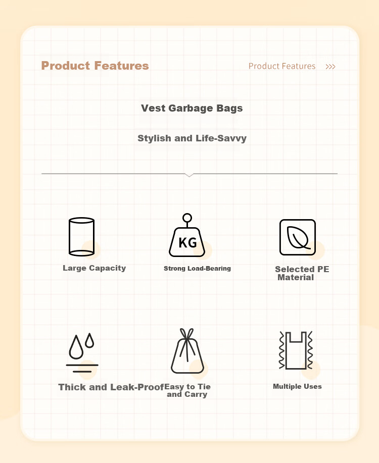 Meiliya Caramel Coffee Vest Garbage Bags 55x65cm 100pcs 1.2mil Thickened Large Kitchen Toilet Office Household 2