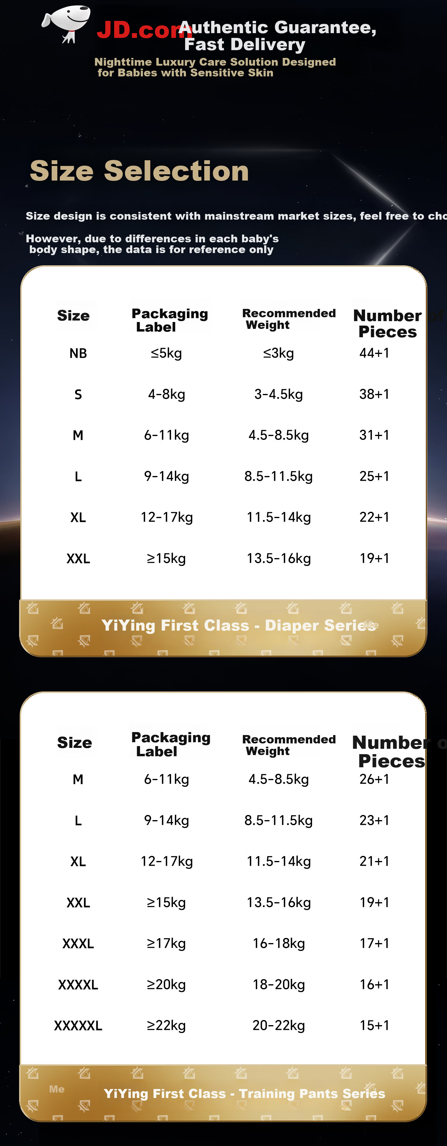 Yiying [All Night Sleep] Black Diamond First-Class Pull-Up Pants Baby Training Pants Diapers Night Use L48 8