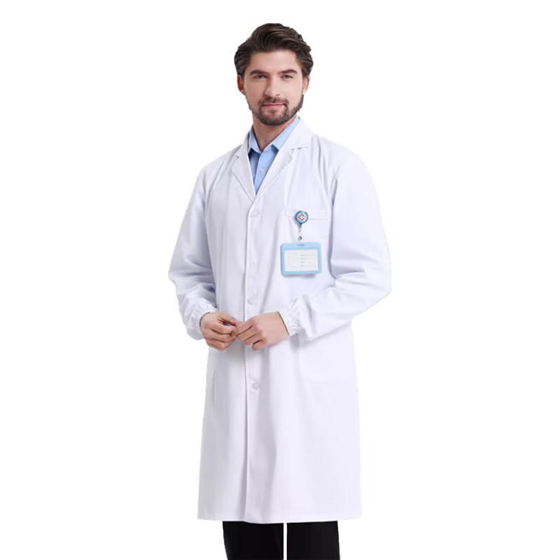 Leyoubaiyi Elastic Long Sleeve White Lab Coat Thickened 4XL Unisex Student Chemistry Experiment Workwear