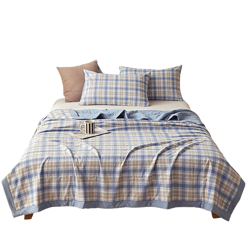 Grace Cotton Summer Quilt, 7A Antibacterial 100% Cotton Summer Cool Quilt, Single Air Conditioning Blanket, 150*200cm, Product Blue