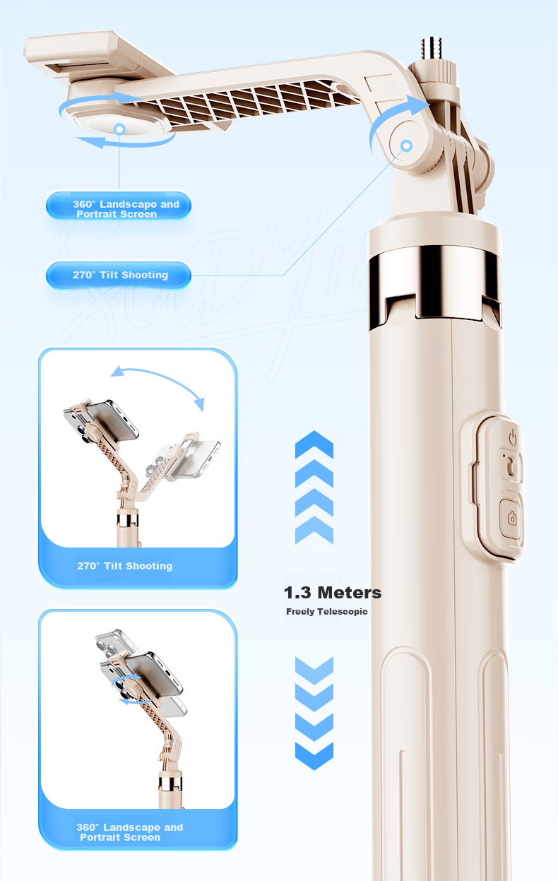 Suoying [2026 New] Selfie Stick Phone Holder Floor Tripod Live Streaming Stand 360° Rotation Anti-Shake Auto Tracking Travel Compact Portable Concert Photography 19