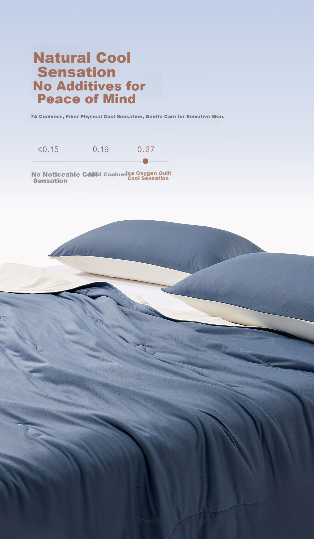 Luolai Home Textiles Class A Antibacterial Cooling Summer Quilt Ice Oxygen Deep Sleep Air Conditioning Quilt Washable Dark Blue 200*230cm 3