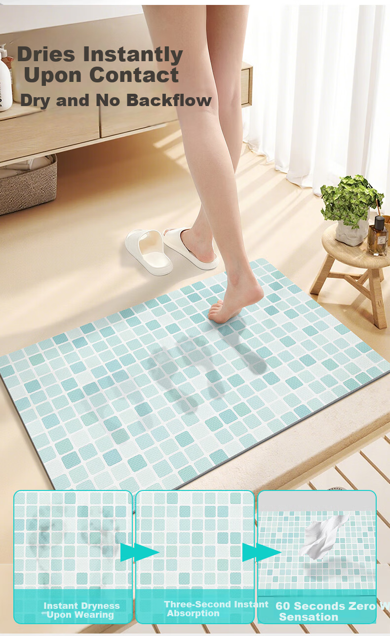 Da Jiang Bathroom Absorbent Non-Slip Mat Toilet Entrance Floor Mat Bathroom Rug 40x60cm 3