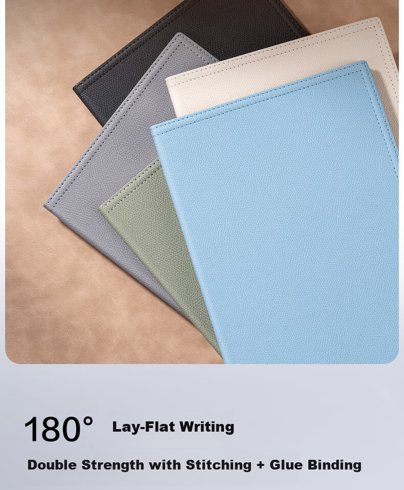 Deli Leather Cover Notebook Light Business Office Meeting Notepad 16K 80 Sheets 245*171mm BP156 Green 2