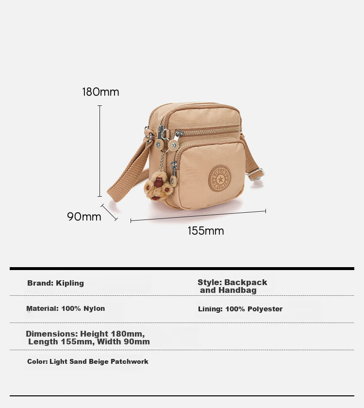 Kaplin Lightweight Cute Fashion Monkey Bag Glacier Blue Patchwork Crossbody Bag RON Women 2026 Spring Summer Birthday Gift 1