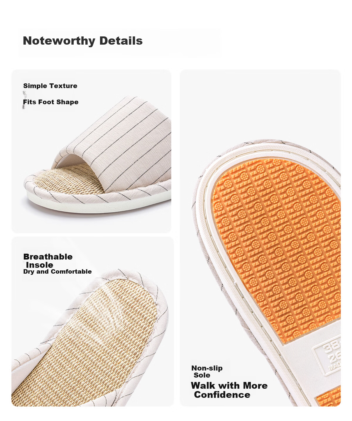 Soft Non-Slip Linen Slippers for Men Spring Summer Couples Indoor Home Antibacterial Deodorant Silent Floor Cotton Linen Slippers for Women 9