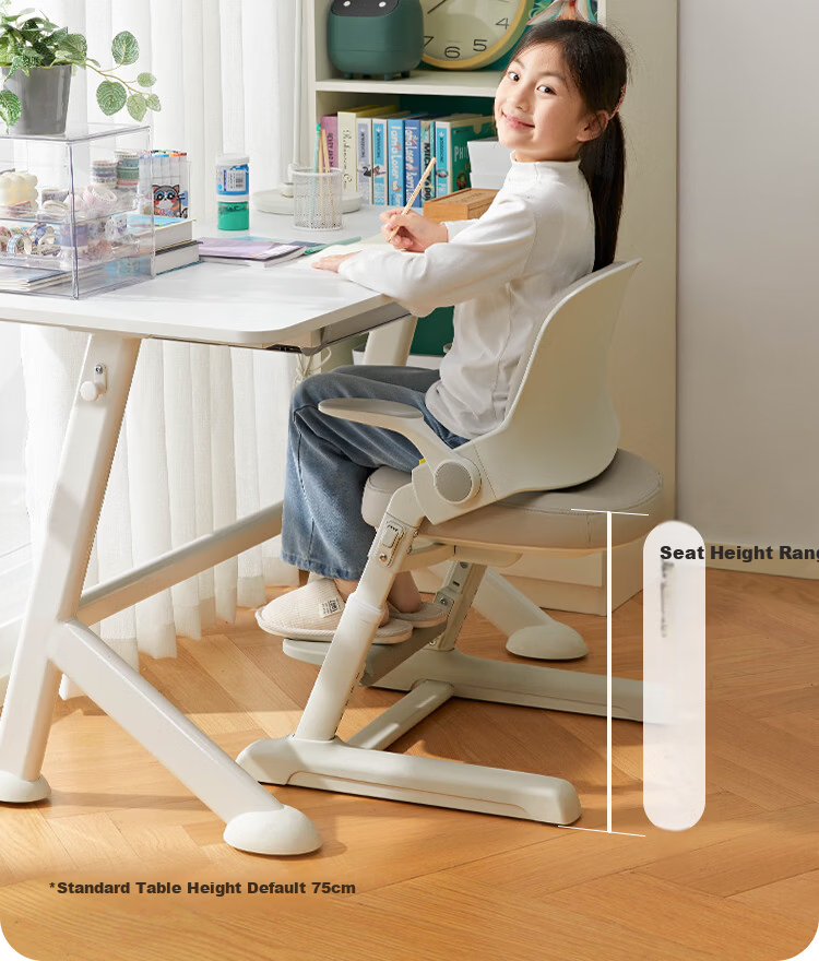 89jian F2 Children's Study Chair Writing Desk Chair Adjustable Seat Stool for Primary School Home Study Room with Back Support 145FB Gray 19