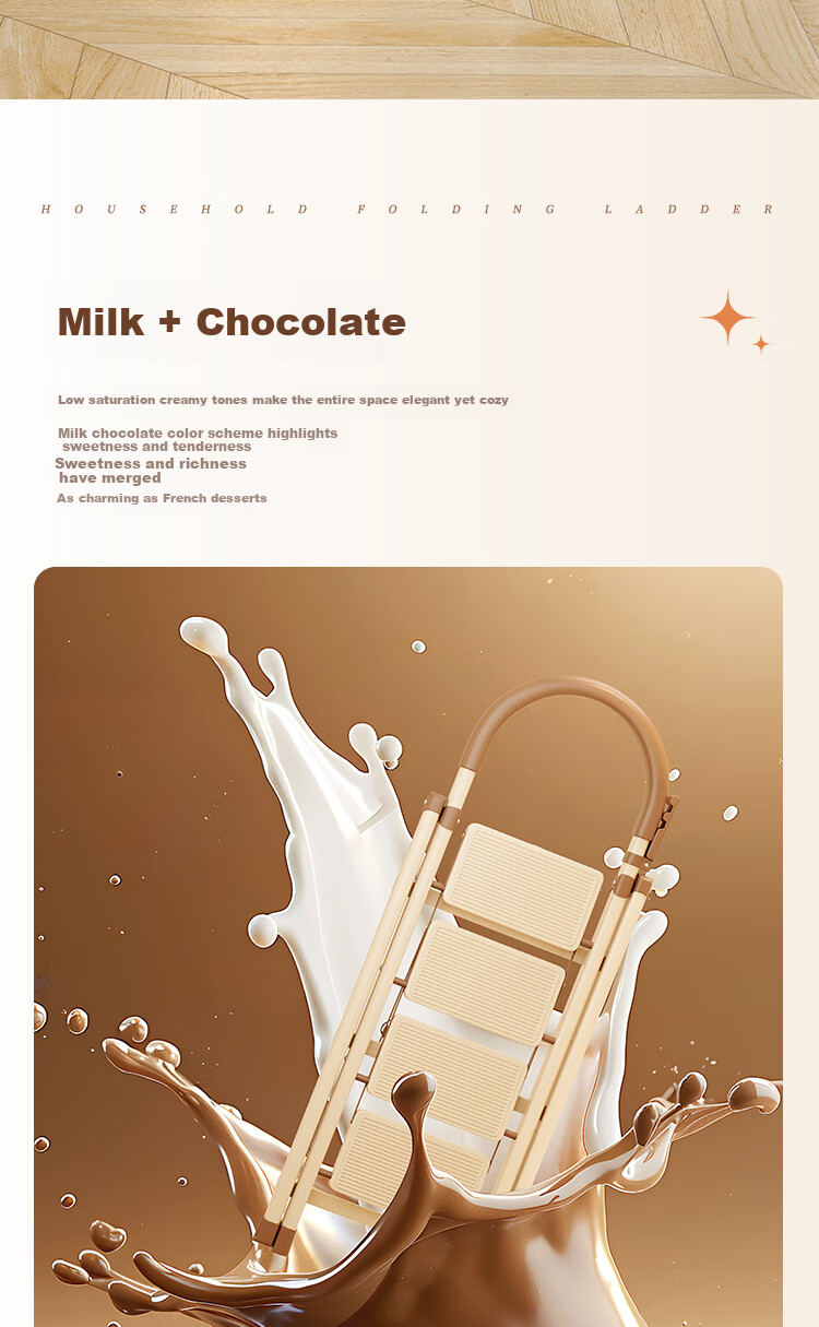 YuanNai Household Folding Telescopic Thickened Multi-Functional A-Frame Ladder Portable Indoor Staircase - White 4 Steps 1