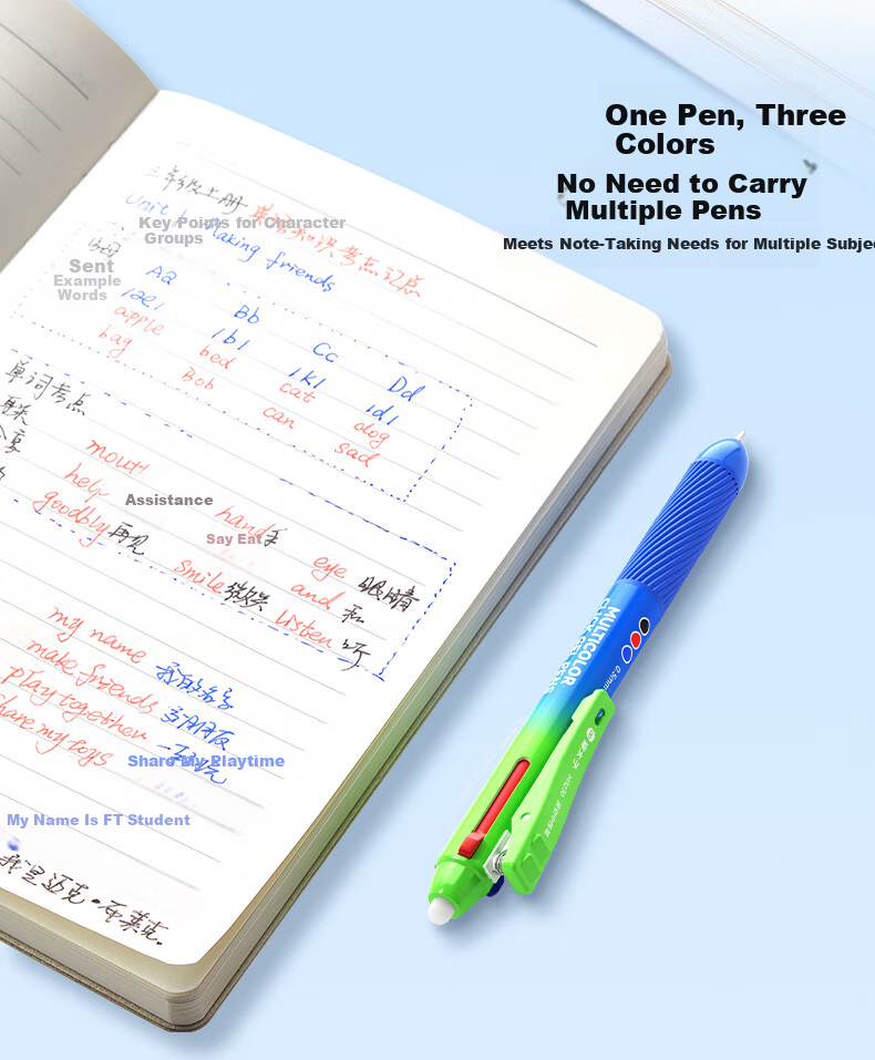 Mao Prince Erasable Gel Pen Multicolor Retractable Pen Blue Red Black School Office Stationery Shimmering Green 7
