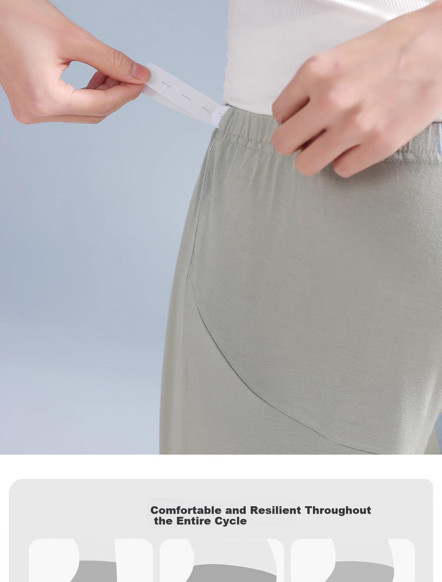 FENYE Maternity Sleep Pants Summer Thin Soft Modal Home Pants Adjustable Pajama Pants Green L 10