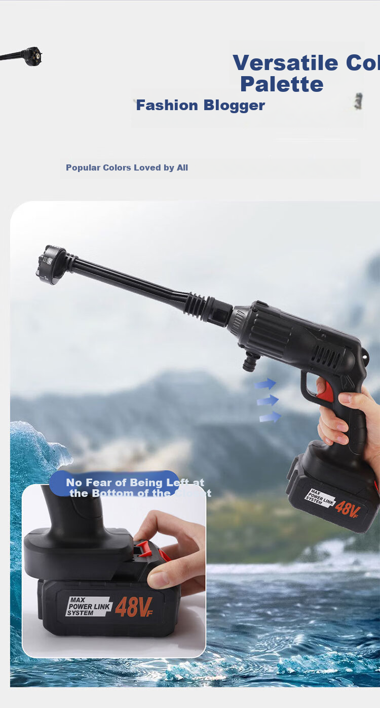 Xinwuhuan Wireless Car Washer Lithium Battery High-Pressure Water Gun Cleaning Machine Portable Brushless Motor Single Lithium Battery for Home and Garden 7