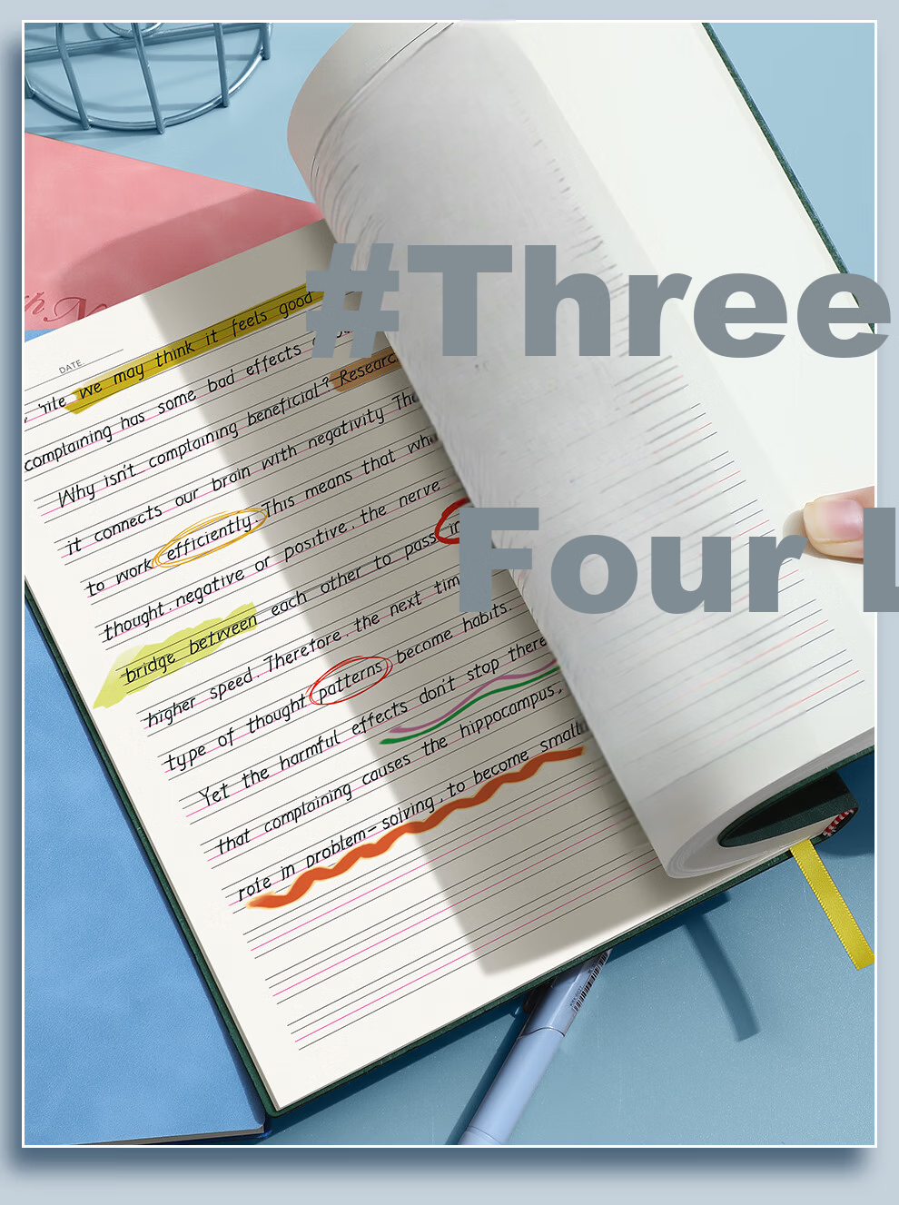 Zolan Zhe [Back to School Essential] B5 Thick 360-Page Softcover English Notebook for Middle and High School Students, 16K Four-Line Three-Grid Homework and Classroom Practice English Notebook 6
