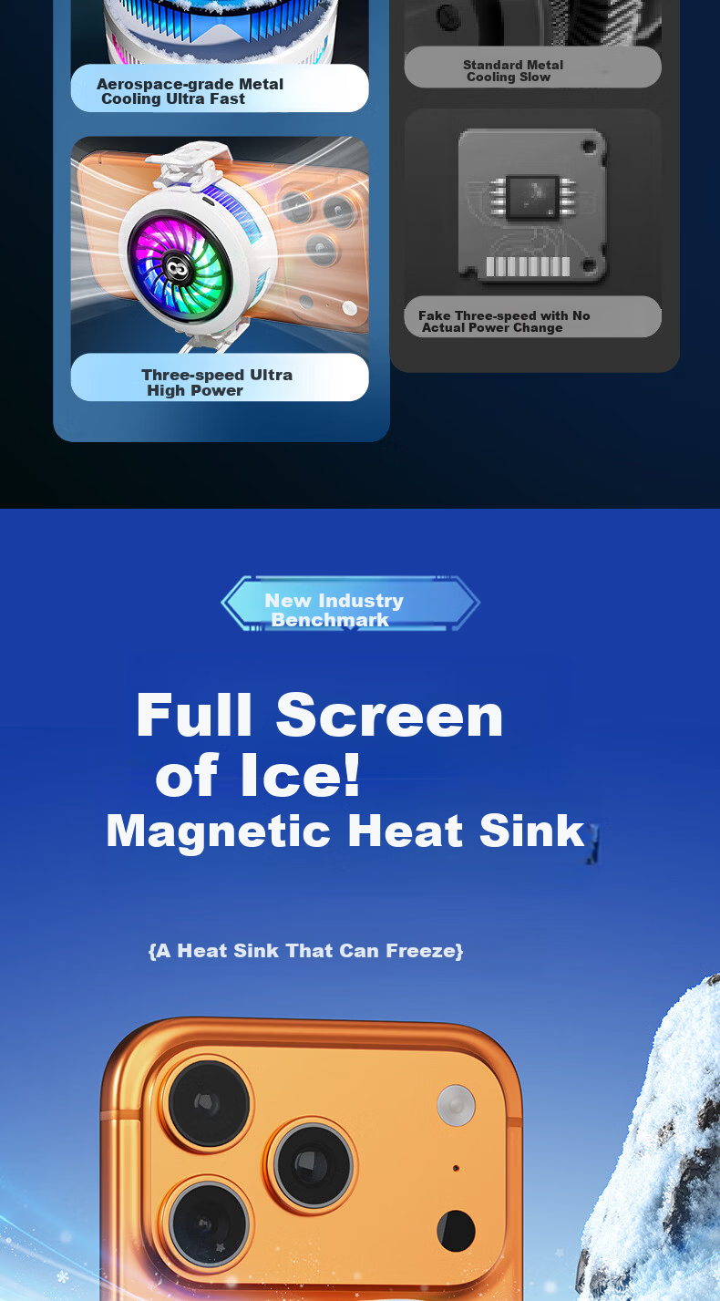 Zhiguozhe Top-Ranked Magnetic Cooling Clip Phone Cooler Semiconductor Cooling Pad for Gaming Live Streaming Compatible with Apple and iQOO 5